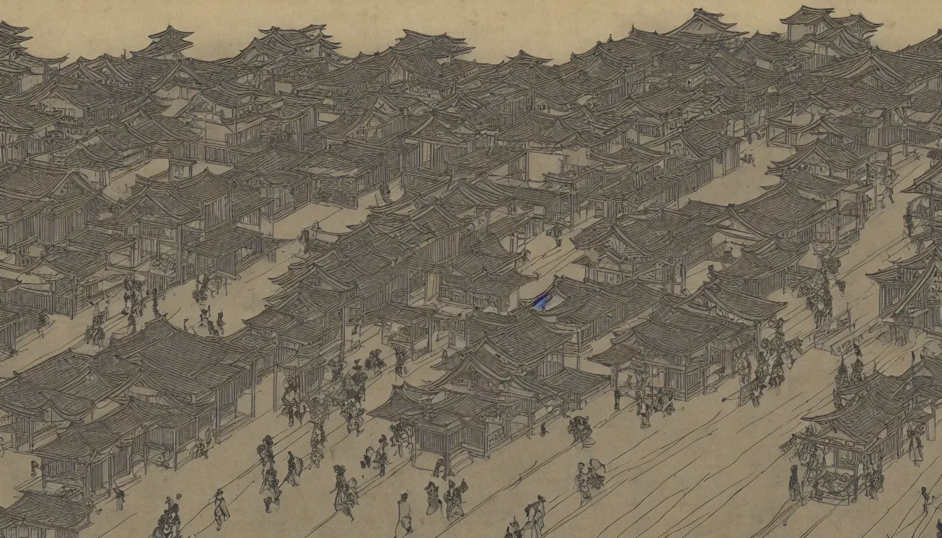 Prompt: Japan during the Edo period, first person view, HD, Detailed, realistic, busy street