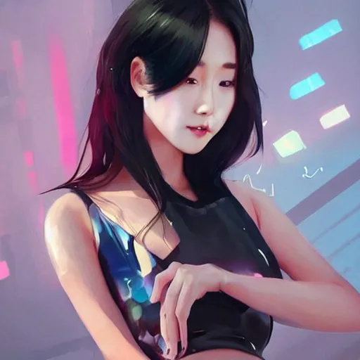 Image similar to a beautiful young korean kpop star constance wu alluring revealing instagram model in elaborate latex tank top, by guweiz and vargas and wlop and ilya kuvshinov and artgerm and, aesthetic, gorgeous, stunning, alluring, attractive, artstation, deviantart, pinterest, digital art