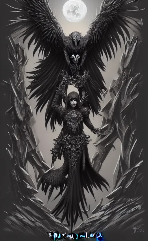 Image similar to The Raven Lord, digital art, detailed, trending on artstation