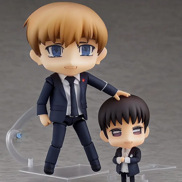 Image similar to prompt is! dream emmanuel macron, an anime nendoroid of emmanuel macron, figurine, detailed product photo