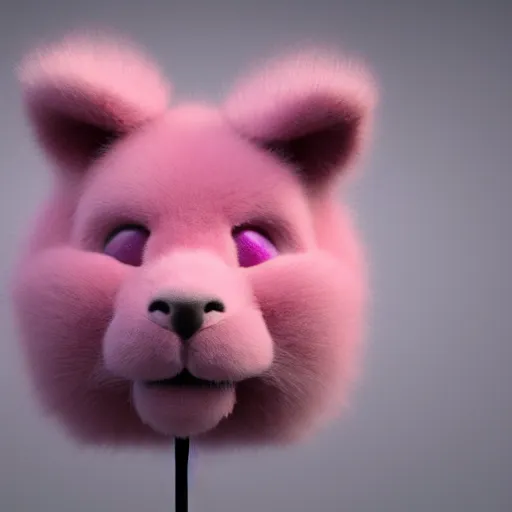 Image similar to extremly detailed micrphone made of pink fluffy fur, photorealistic, high details, 8 k, sharp focus, octane render, volumetric light