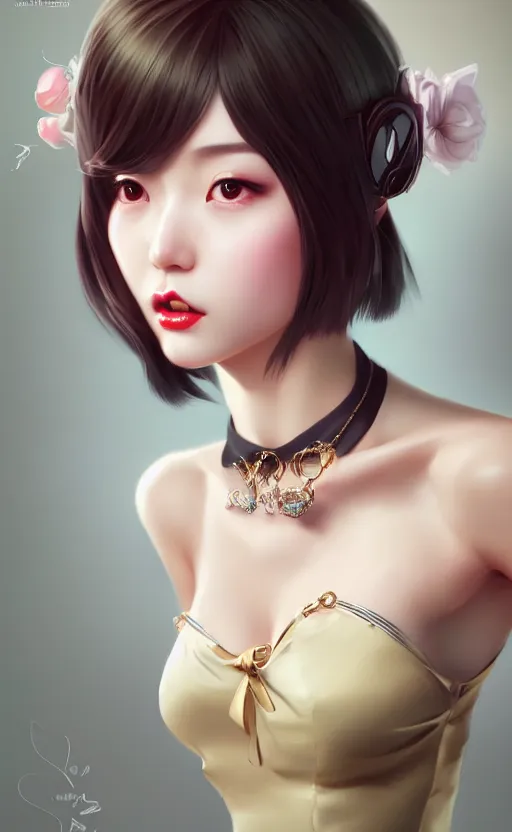 Image similar to a pin up and beautiful fashion charming dreamlke korea girl with lv jewelry, character art, art by artgerm lau and wlop and and ilya kuvshinov and john singer sargent, hyperdetailed, 8 k realistic, symmetrical, frostbite 3 engine, cryengine, dof, trending on artstation, digital art