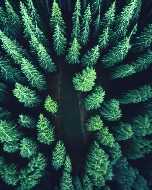 Image similar to werewolf in forest at night, shot from drone, grainy, polaroid, zoomed in