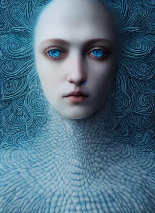 Prompt: Her huge ominous glowing blue eyes staring into my soul , perfect eyes, soft pale white skin, intricate stunning highly detailed, agostino arrivabene, WLOP, twisted dark lucid dream, 8k portrait render, raven wings, swirling thick smoke , beautiful lighting, dark fantasy art, cgsociety