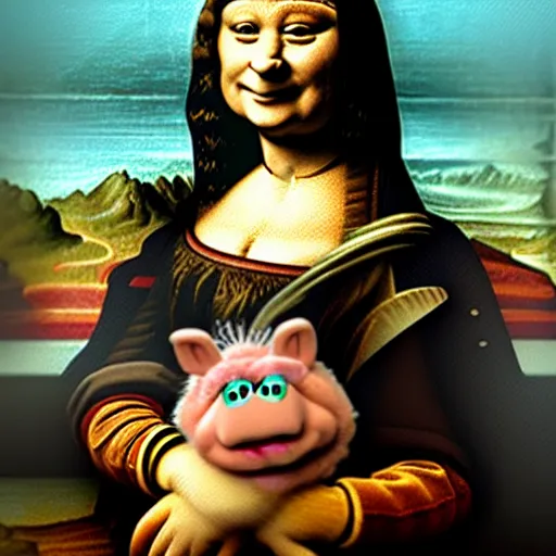 Image similar to Miss Piggy as the Mona Lisa painting by Leonardo da Vinci, ultra detailed, 8k ultrarealistic