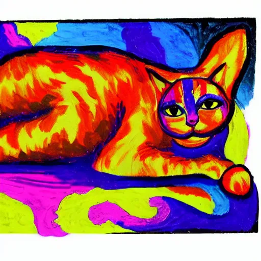 Image similar to expressionism scalding impact cat