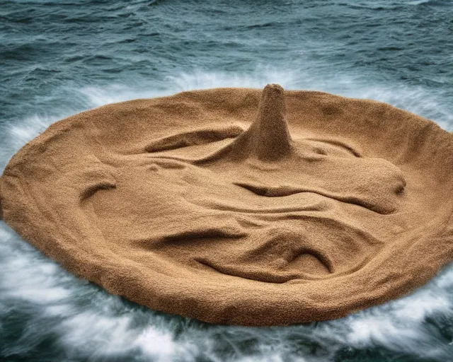 Prompt: a giant abstract sculpture of the birth of the universe on the ocean water, in the style of joseph beuys, award winning, cinematic, hyper - realistic, very detailed, realistic water splashes, ray tracing, 8 k resolution, long - shot, sharp focus, low angle, 8 5 mm photograph, wide lens