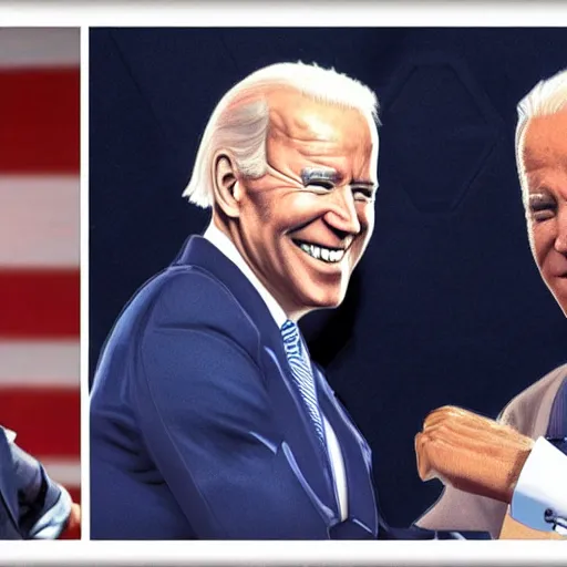 Image similar to joe biden hanging out with raiden from metal gear solid