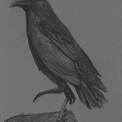 Prompt: industrial drawing of a crow made of engrenage