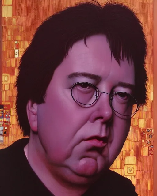 Image similar to portrait of bill hicks smoking, art by ( ( ( kuvshinov ilya ) ) ) and wayne barlowe and gustav klimt and artgerm and wlop and william - adolphe bouguereau