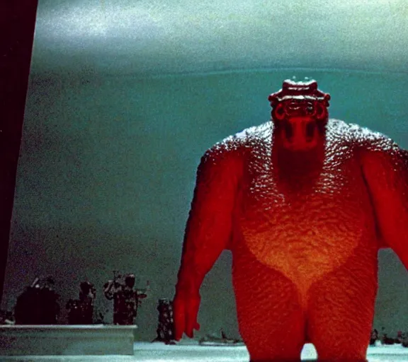 Image similar to Pulgasari the North Korean monster, volumetric lighting, filmstill, produced by Kim Jong-il, Kodachrome, kaiju-eiga, starfish monster movie, communist propaganda, film noir, 35mm film grain, Cooke Varotal 20-100mm T3.1