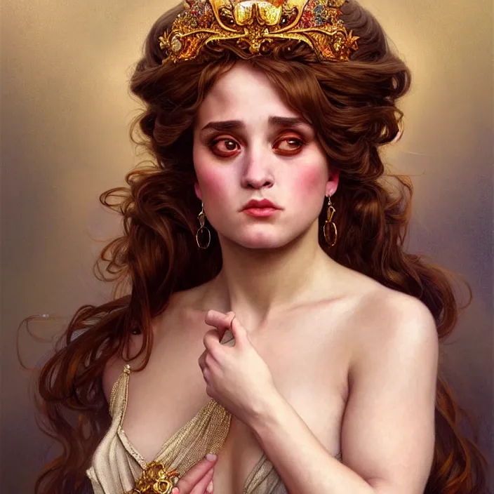 Image similar to Princess Danny Devito, diffuse lighting, fantasy, intricate, elegant, highly detailed, lifelike, photorealistic, digital painting, artstation, illustration, concept art, smooth, sharp focus, art by John Collier and Albert Aublet and Krenz Cushart and Artem Demura and Alphonse Mucha and Vladimir Kush