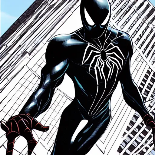 Prompt: symbiote suit spider-man
