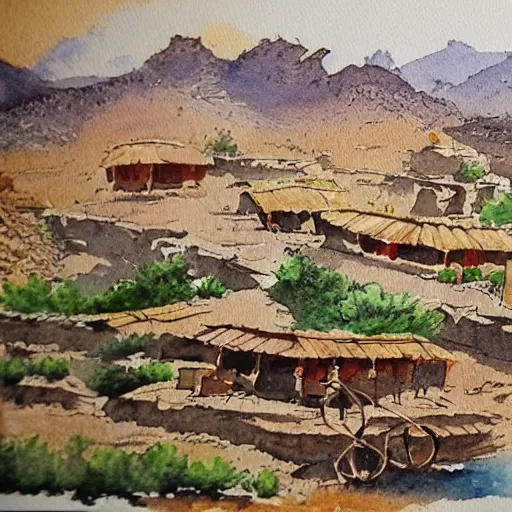 Image similar to watercolor kurdish destination, highly detailed, 4 k