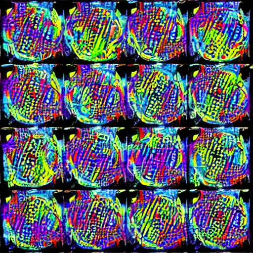 Prompt: psychedelic bicycle, grid art