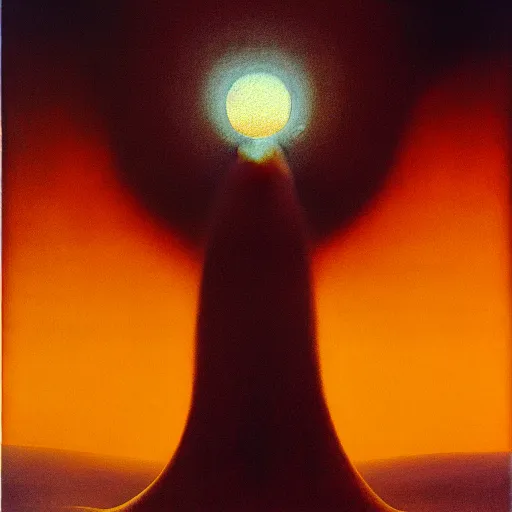 Prompt: The queen of the sun by Zdzisław Beksiński, oil on canvas, intricately detailed artwork, 8k