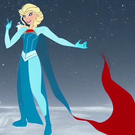 Prompt: Elsa as a superhero