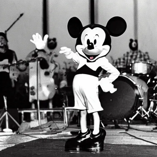 Image similar to mickey mouse performing at woodstock