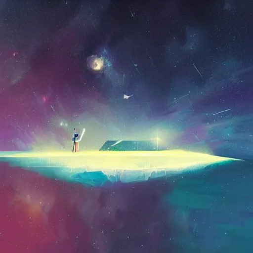 Image similar to an iceberg floating in space with the universe inside, by anato finnstark, by alena aenami, by john harris