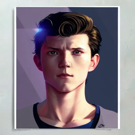 Image similar to tom holland as a manga character, realistic shaded perfect face, fine details. anime. realistic shaded lighting poster by ilya kuvshinov katsuhiro otomo ghost - in - the - shell, magali villeneuve, artgerm, jeremy lipkin and michael garmash and rob rey