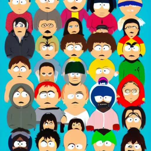 Image similar to DLSR of the characters from South Park as real life human beings