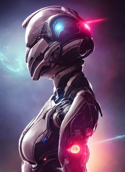 Image similar to photo of a cyborg girl on a space ship, warframe armor, beautiful face, scifi, nebula reflections, stars, professionally color graded, sharp focus, 8 k high definition, insanely detailed, intricate, innocent, art by stanley lau and artgerm