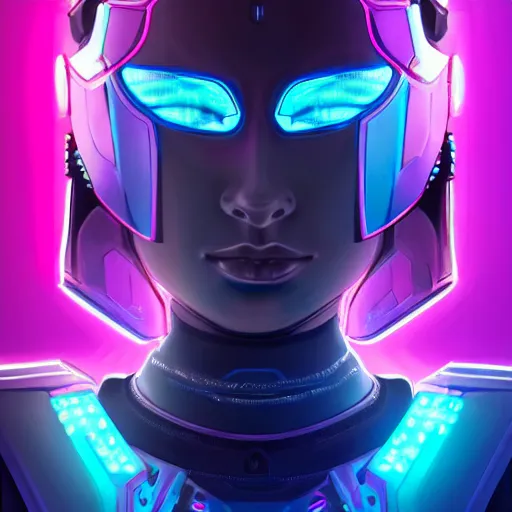 Image similar to a stunning upper body portrait of a beautiful young woman wearing futuristic navy blue and teal battle bodyarmor with pauldrons and inset glowing fine neon lines and ombre purple and pink hairstyle with hair blowing in the wind, by marvel comics, highly detailed, fine detail, intricate, digital art, trending on artstation