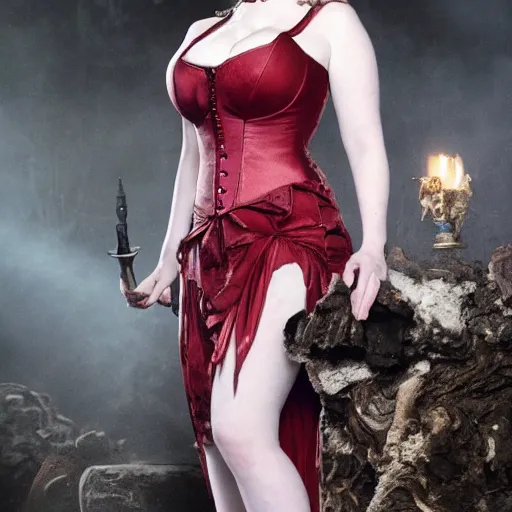 Image similar to full body photo of christina hendricks as a vampire warrior