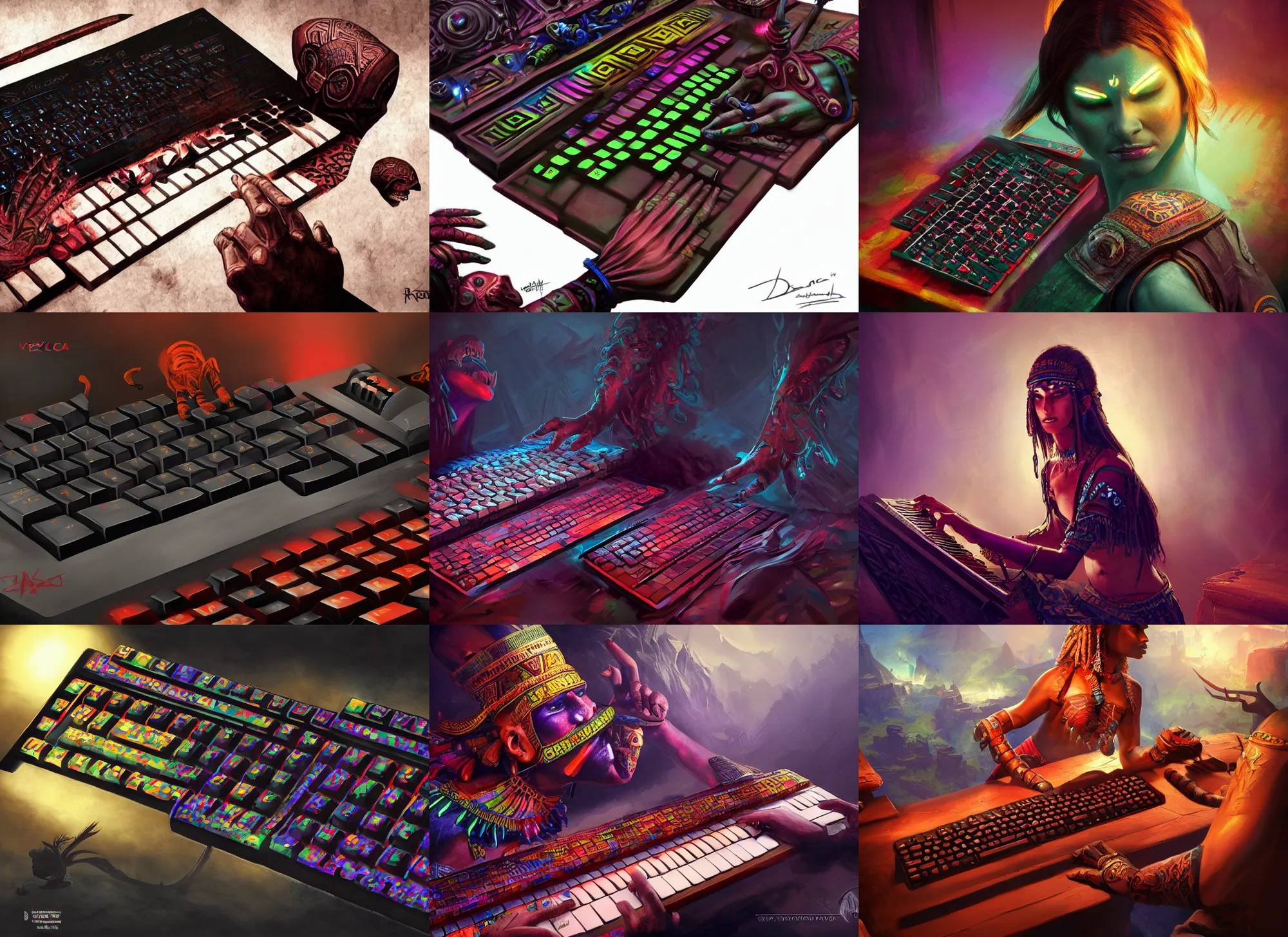 aztec keyboard, vivid colors, dark shadows, contrast, | Stable ...
