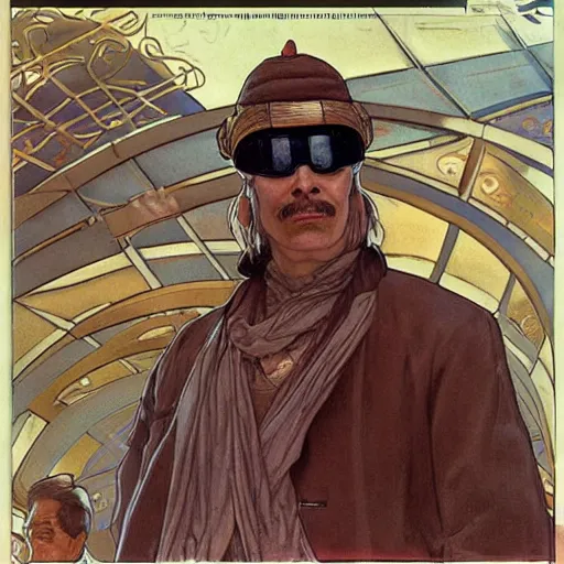 byzantine bureaucrat wearing coolie hat and goggles Stable Diffusion