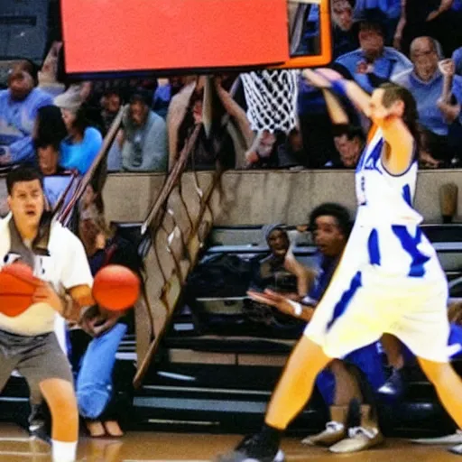 Prompt: basketball game interrupted by cats