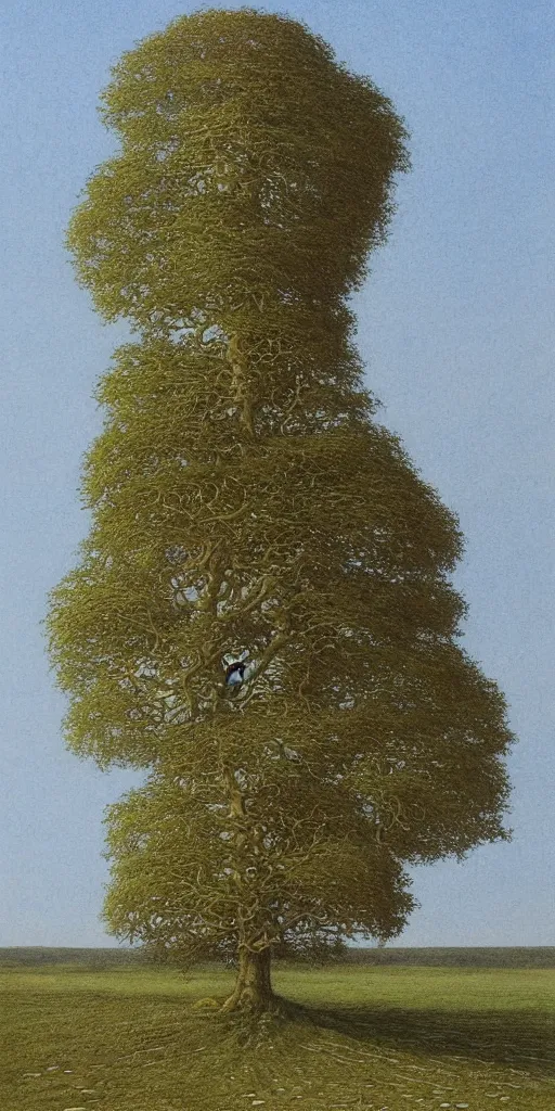 Image similar to artwork by john howe of a dibbess tree