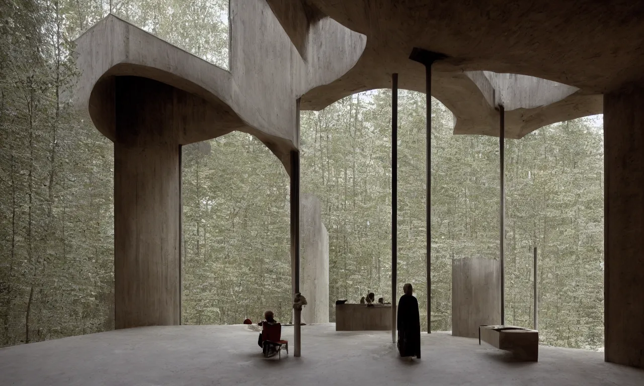 Prompt: solitude is bliss by peter zumthor, clowns