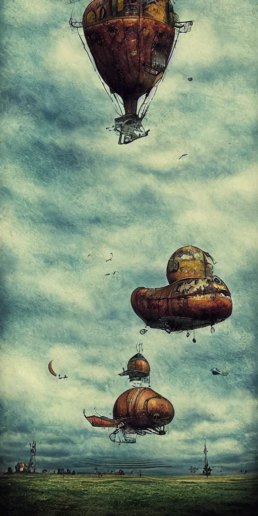 Image similar to a vintage living airship by alexander jansson