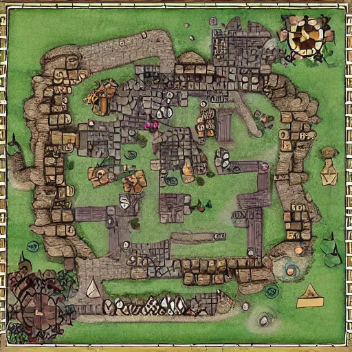 dnd village map layout | Stable Diffusion