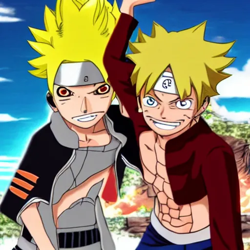 Image similar to boruto fighting luffy