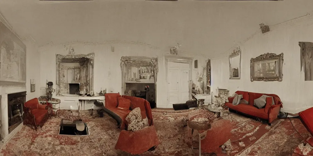 Prompt: stereoscopic image of a livingroom