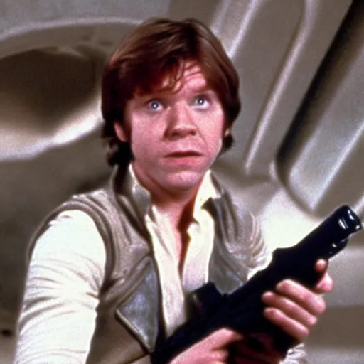 Prompt: movie still of rupert grint as han solo star wars ( 1 9 7 7 )