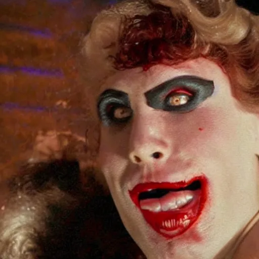 Image similar to Live Action Still of Jerma in The Rocky Horror Picture Show, real life, hyperrealistic, ultra realistic, realistic, highly detailed, epic, HD quality, 8k resolution, body and headshot, film still