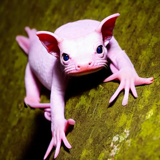 Prompt: an axolotl - cat - hybrid. animal photography