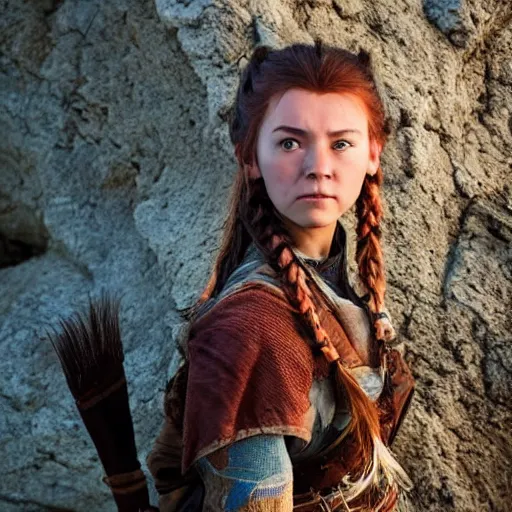 Image similar to a beautiful photo of hannah hoekstra as aloy in horizon forbidden west