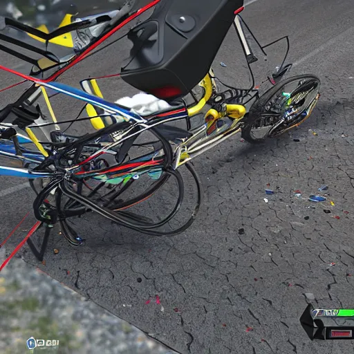 Prompt: Tadej Pogacar bike crash, 8k, hyper detailed