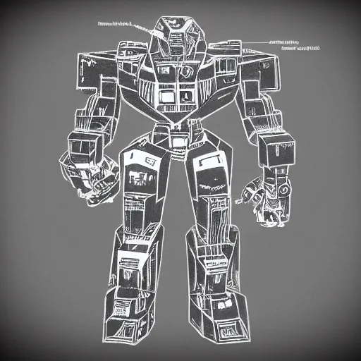 Prompt: Schematics drawing of Mecha Gorilla, detailed