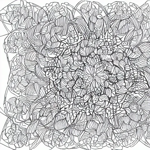 Image similar to award-winning large intricate lineart abstract flowers art painting