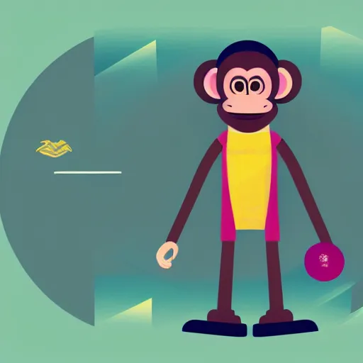 Prompt: monkey person in style of kurzgesagr