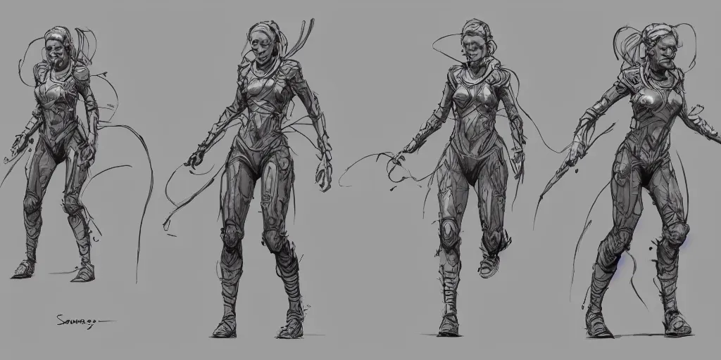 Image similar to samara weaving running cycle, character sheet, fine details, concept design, contrast, kim jung gi, greg rutkowski, trending on artstation, 8 k, full body, turnaround, front view, back view, ultra wide angle