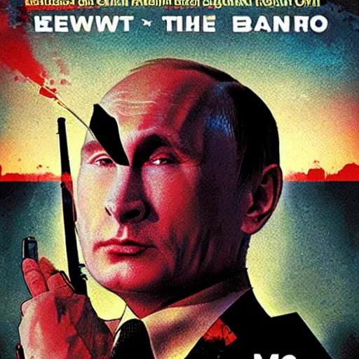 Image similar to putin is a monster, movie poster in the style of drew struzan