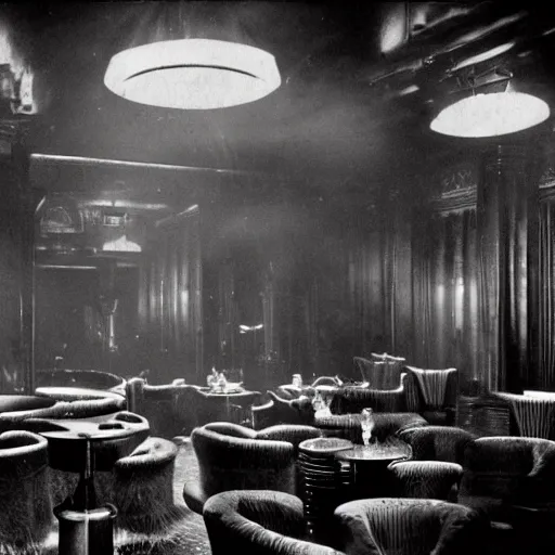Prompt: richly detailed 3 5 mm film 1 9 2 0 s nightclub interior, masterpeice, elegant, cinematic, dramatic lighting, smoke