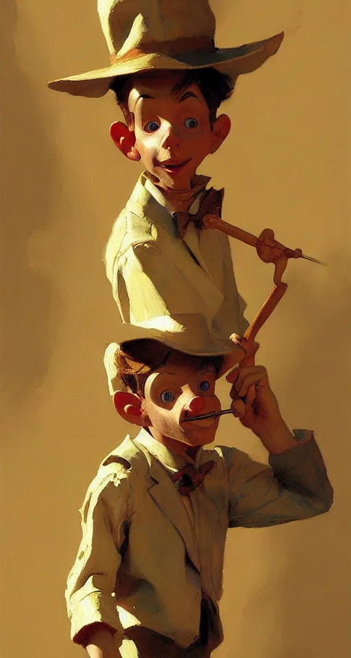 Image similar to pinocchio highly detailed painting by craig mullins, j. c. leyendecker