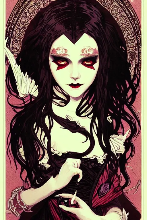 Image similar to beautiful gothic vampire girl propaganda screen printing movie poster, art style by sachin teng, artgerm, alphonse mucha, graffiti street art, iconic, masterpiece, organic painting, hard edges, ornate and hyper detailed